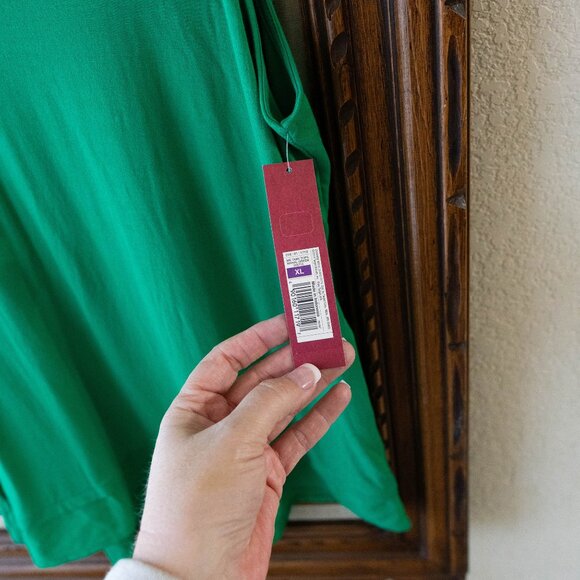 Merona NWT Green Sleeveless Tank Top XL | Layered Hem Flowy Fit - Picture 3 of 7